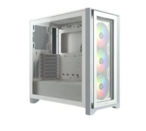 [840006694328] 840006694328 Corsair iCUE 4000D RGB Airflow Mesh Front Panel Mid-Tower, White, 3x AF120 RGB Elite Fans, Node Pro Controller - Gaming Case (LS)