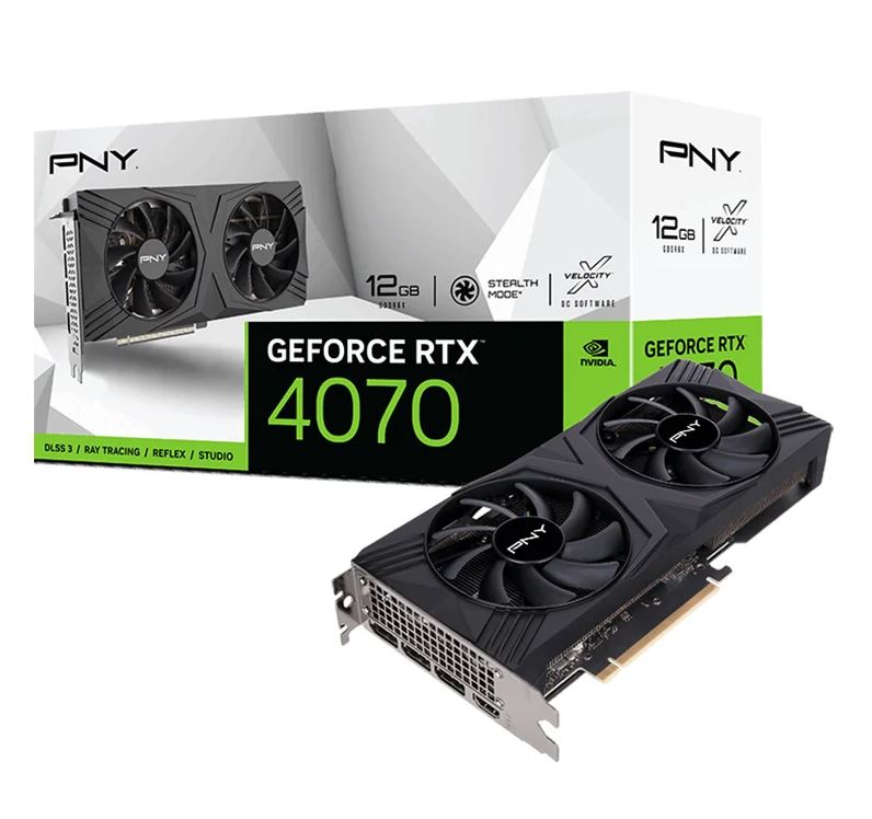 4718006454920 PNY GeForce RTX™ 4070 12GB VERTO Dual Fan Edition DLSS 3 -4th Generation Tensor Cores -NVIDIA Ada Lovelace Streaming Multiprocessors