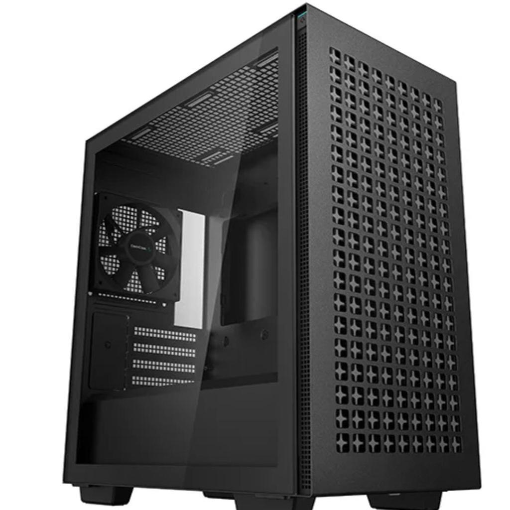 [6933412715061] 6933412715061 DeepCool CH370 M-ATX Tempered Glass Case, 120mm Rear Fan Pre-Installed, Headphone Stand, up to 360mm Radiators, 2 Switching front panels