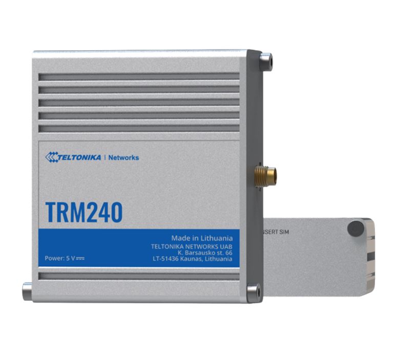 4779027312774 Teltonika TRM240 Industrial Cellular Modem, 4G/LTE (Cat 1), USB LTE Cat 1 Modem with a Rugged Housing and External Antenna Connector, PSU excluded
