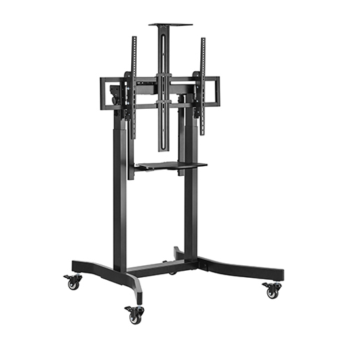 [6956745168533] 6956745168533 Brateck Deluxe Motorized Large TV Cart with Tilt, Equipment Shelf and Camera Mount Fit 55"-100" Up to 120Kg - Black (LS)