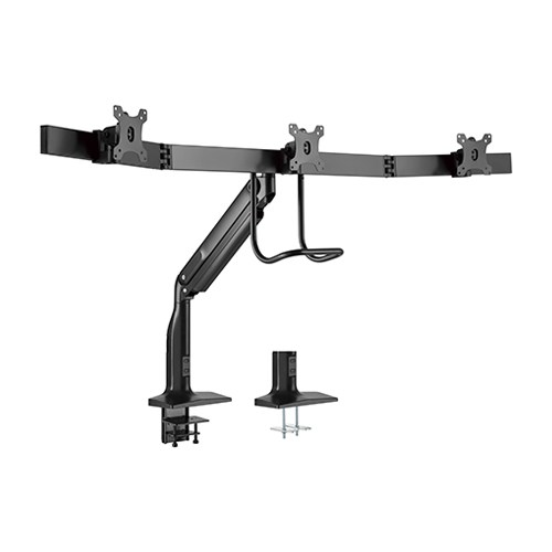 [6956745162128] 6956745162128 Brateck Triple Monitors Select Gas Spring Aluminum Monitor Armt Fit Most Screen Size 17"-32" up to 6.5kg VESA 75x75/100x100 (LS)