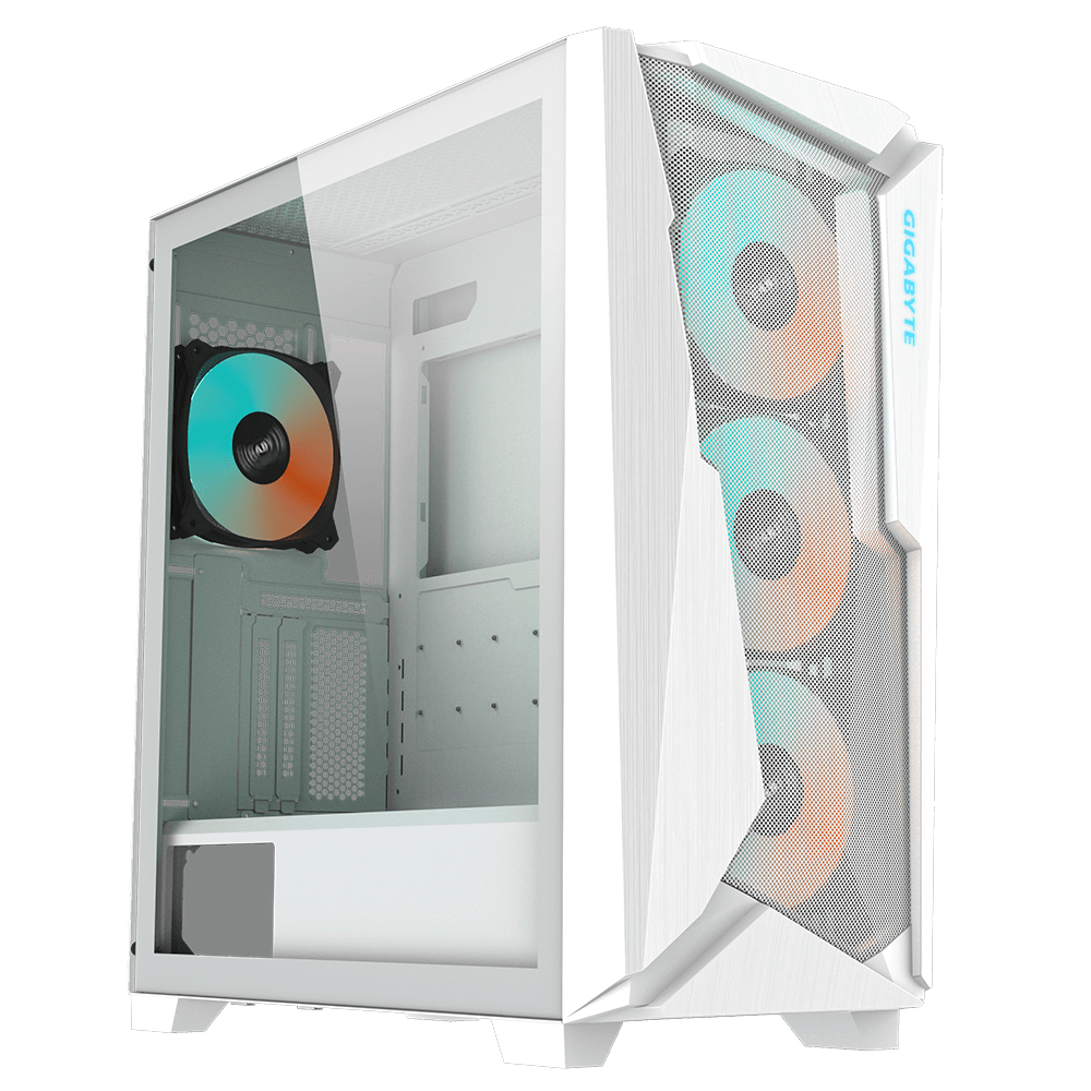 810075655636 Gigabyte C301 RGB Tempered Glass E-ATX White Mid Tower Gaming Chassis  2x3.5" 2x2.5" 2xUSB3.0 Detachable Dust Filter Liquid Cooling PSU Standard ATX
