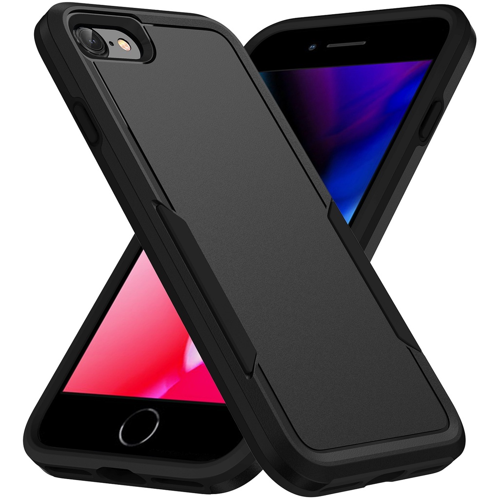 [6972890207118] 6972890207118 Phonix Apple iPhone SE (3rd  2nd Gen) and iPhone 8/7 Armor Light Case Black -Two Tough Layers,Port Covers,No Slip Grippy Edges,Durable,Rugged