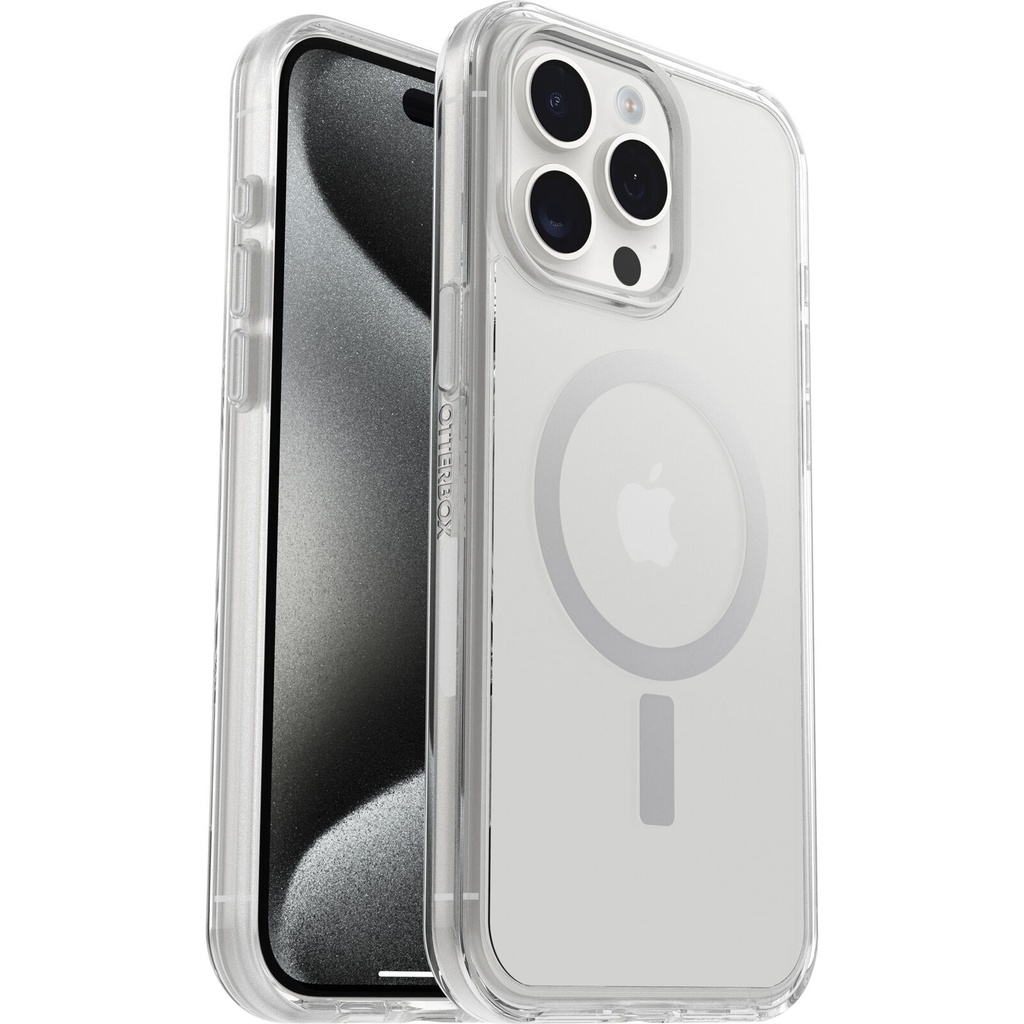 [840304734573] 840304734573 OtterBox Symmetry+ MagSafe Apple iPhone 15 Pro Max (6.7") Case Clear - (77-93081), Antimicrobial, DROP+ 3X Military Standard, 7 Years Warranty