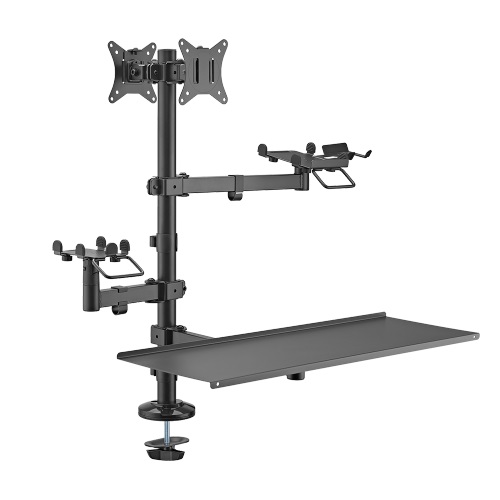 [6956745172332] 6956745172332 Brateck POS Mounting Solution For Dual Screens (with keyboard tray) (LS)