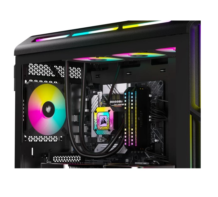 [840006693758] 840006693758 Corsair AF SLIM Series, AF120 RGB SLIM ICUE, 120mmx15mm Fluid Dynamic Bearing RGB Fan, Dual Pack with Lighting Node CORE