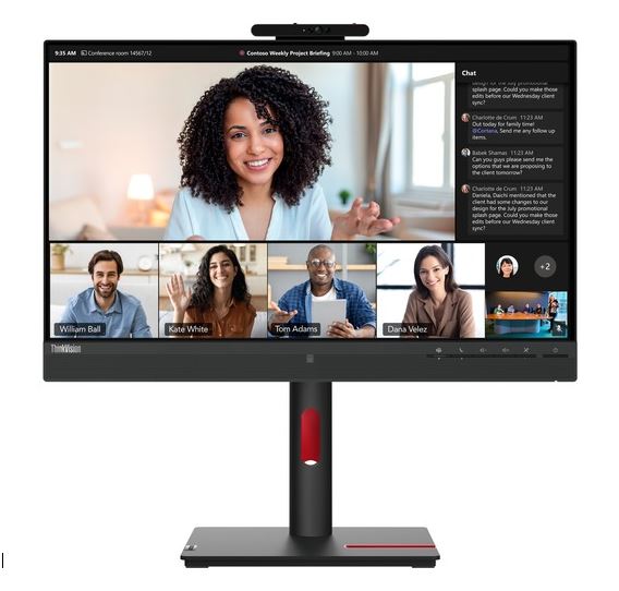 [196801934146] 196801934146 LENOVO ThinkVision T24mv 23.8"/24" FHD USB-C Docking IPS Monitor Height Adjust Tilt Swivel Pivot Webcam Daisy Chain DP HDMI LAN 4xUSB3.2 Hub Speakers