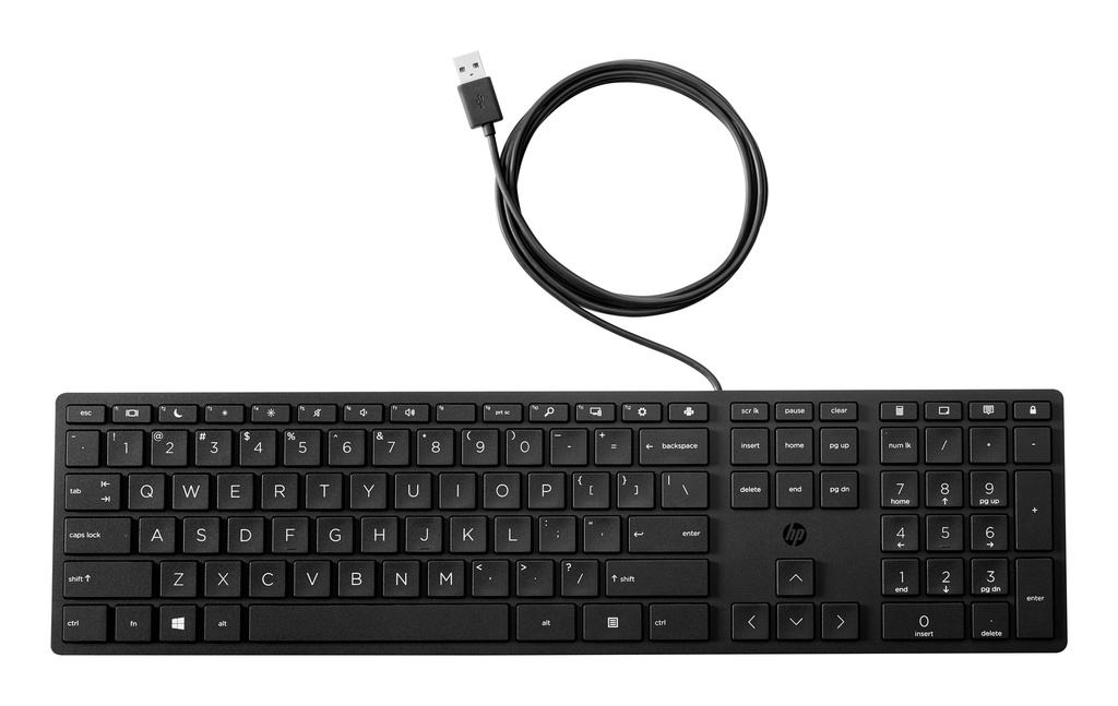 [194721888525] 194721888525 HP Wired 320K Full-Sized Keyboard - Compatible with Windows 10, Desktop PC, Laptop, Notebook USB Plug and Play Connectivity, Easy Cleaning 1YR WTY