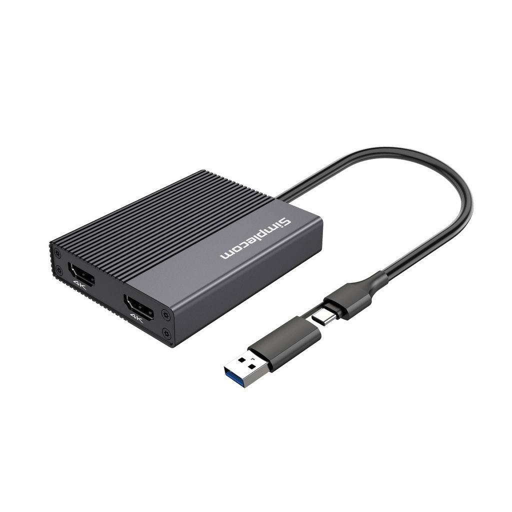 [9350414002758] 9350414002758 Simplecom DA369 USB 3.0 or USB-C to Dual 4K HDMI 2.0 Display Adapter for 2x 4K@60Hz Extended Screens