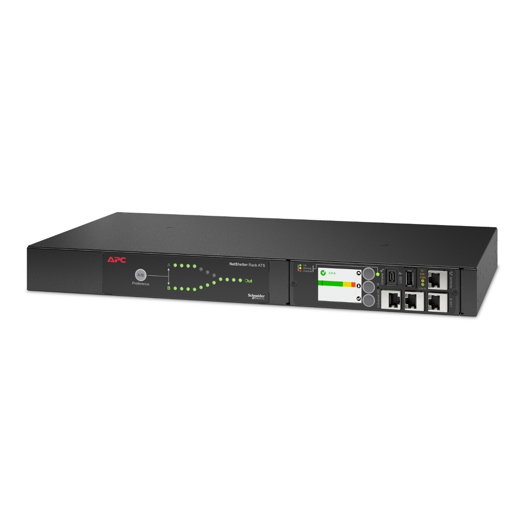 [731304432449] 731304432449 APC Netshelter Automatic Transfer Switch, 1U RM, 2x 230V/16A Input, 1x IEC C19  8x IEC C13 Output