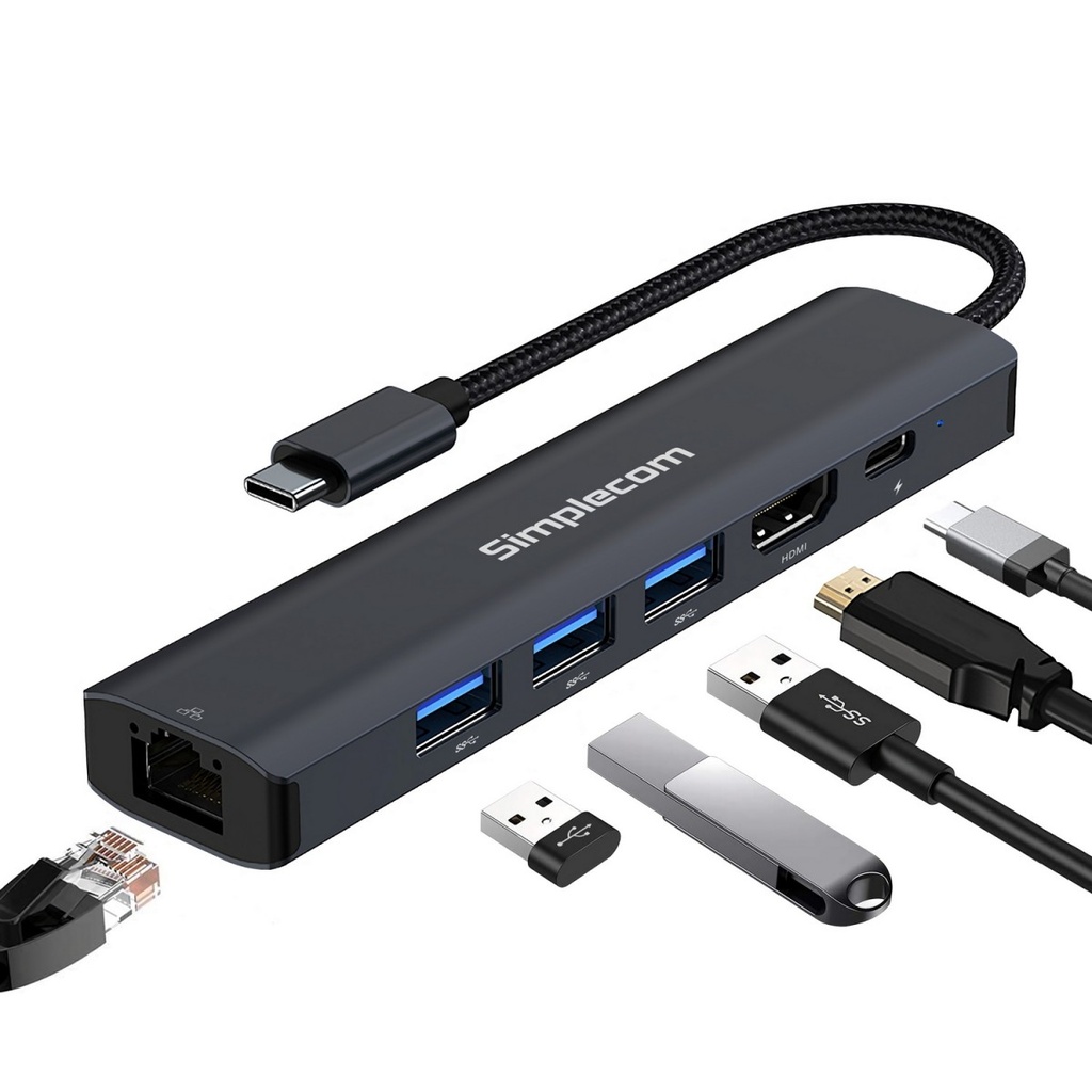 [9350414002864] 9350414002864 Simplecom CHN560 USB-C SuperSpeed 6-in-1 Multiport Adapter Docking Station