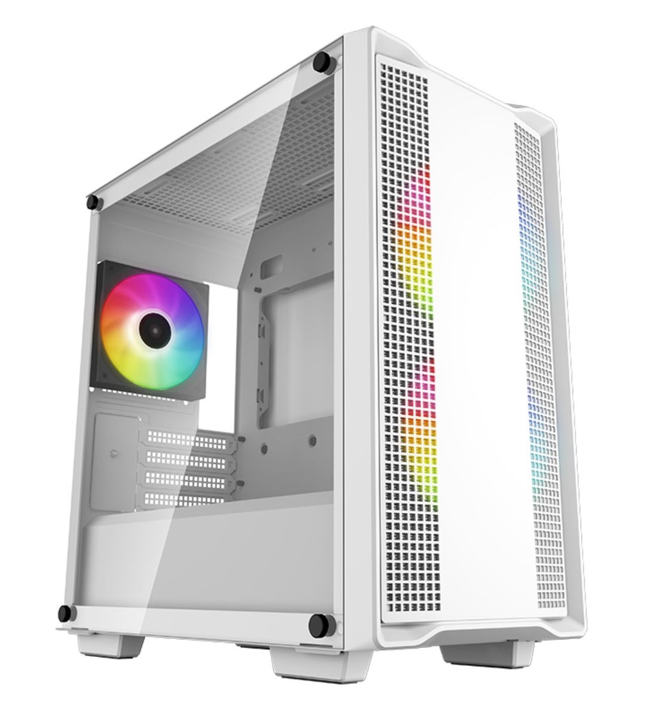 [6933412774945] 6933412774945 DeepCool CC360 ARGB White Micro-ATX Case 3x120mm Pre-Installed ARGB Fans ,Tempered Glass Panel, Front USB3.0×1、USB2.0×1、Audio×1