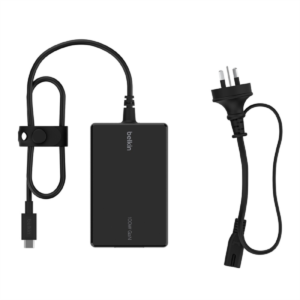 745883864553 Belkin Connect 100W USB-C Core GaN Laptop Charger - Black (INC016auBK), Compact design, intelligent power sharing, Universal USB-C Compatibility, 2YR