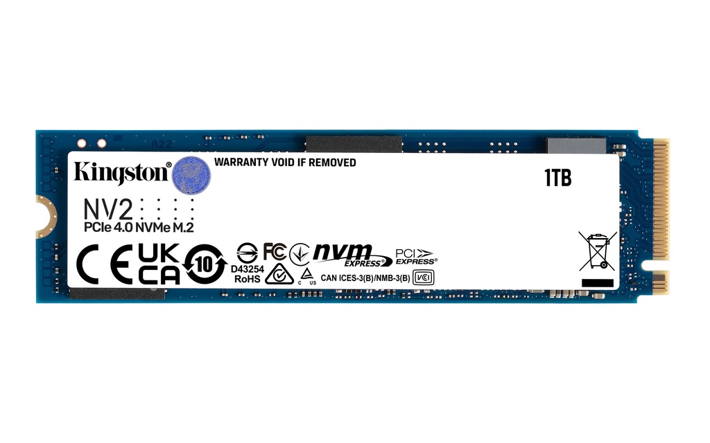 [740617329919] 740617329919 Kingston Nv2 1TB M.2 NVMe PCIe 4.0 SSD - 3500/2100MB/s 320TBW 1.5 Million Hrs M.2 2280 3Y WTY