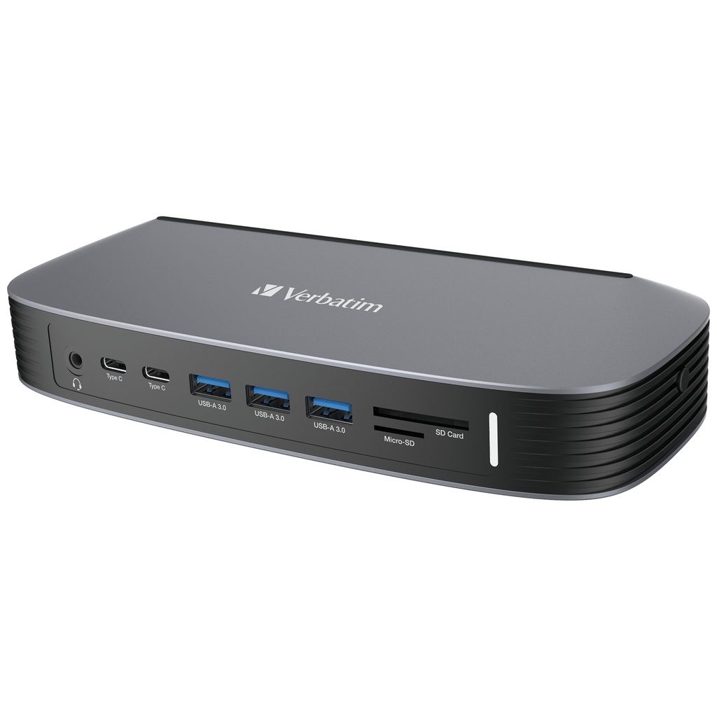 [4895117966327] 4895117966327 Verbatim 4K USB-C Triple Monitor Docking Station with 70W Power - 13-in-1, 2x HDMI, 1x VGA, Up to 3840x2160p, 3x USB 3.0, 1x RJ45,1x 3.5mm