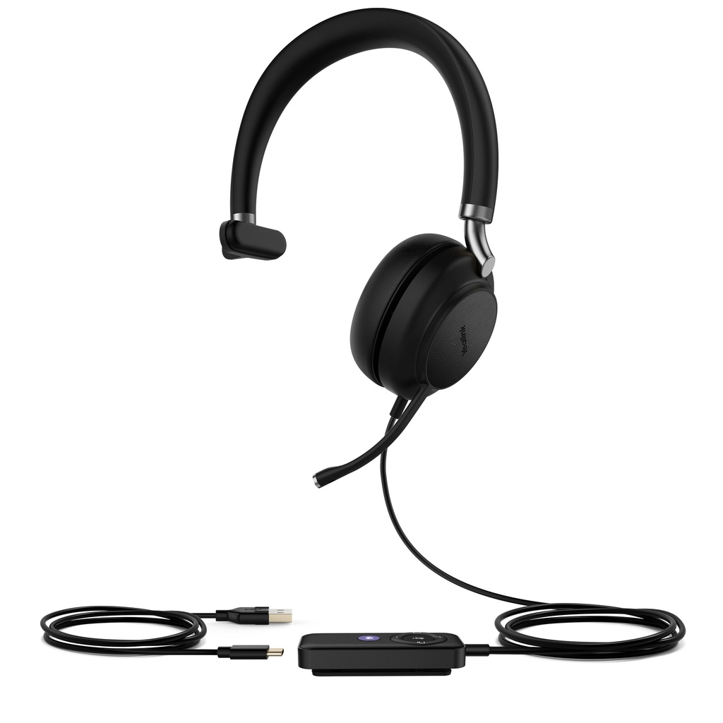 6938818308794 Yealink UH38 Mono Mode USB and Bluetooth Headset, USB-A,Teams Call Controller with Built-In Battery Dual Noise-Canceling Mics, Busy Light, Teams