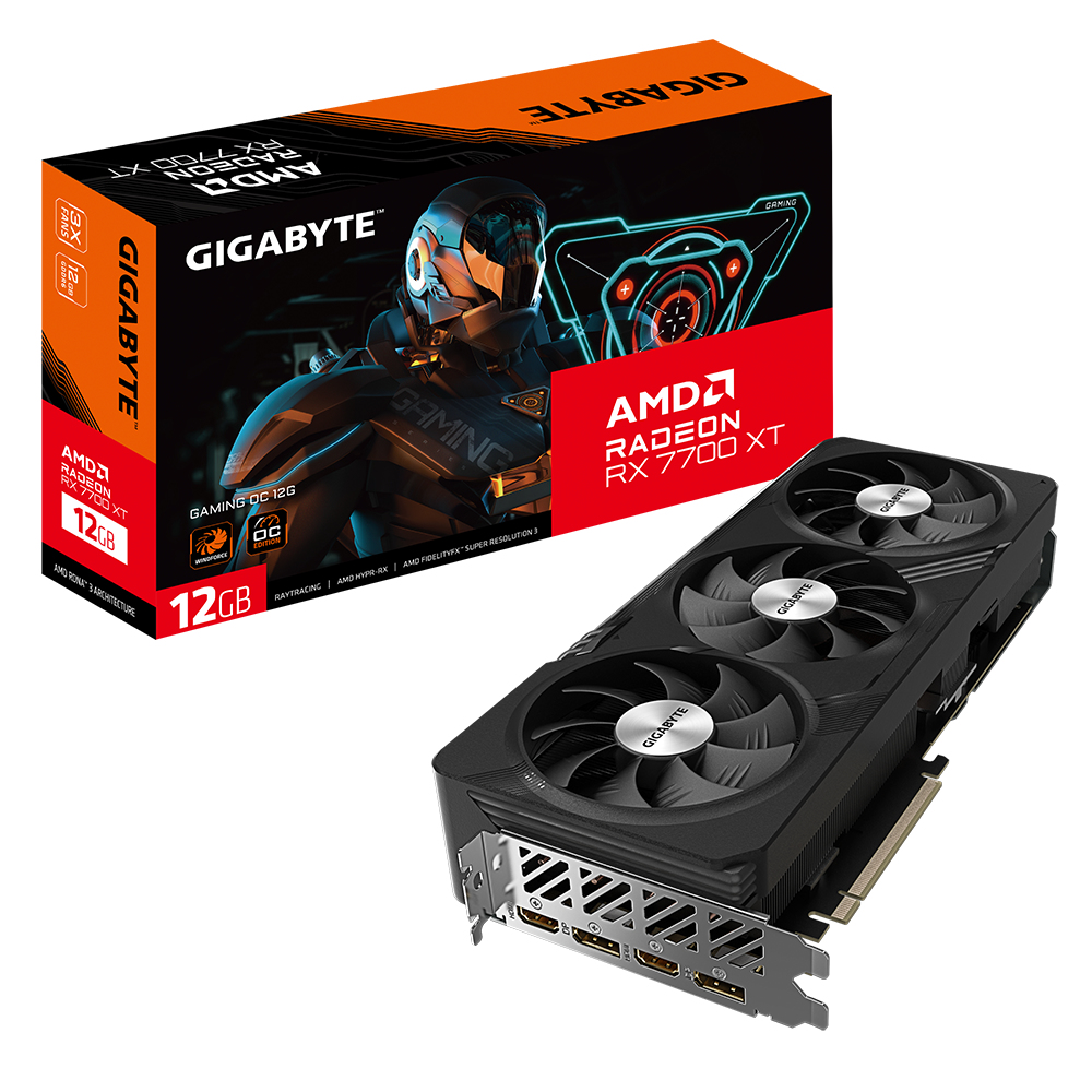 [4719331314446] 4719331314446 Gigabyte AMD Radeon RX 7700 XT Gaming OC 12G Video card, PCI-E 4.0, GDDR6, 2x DP2.1, 2x HDMI 2.1(NEW) 9.6