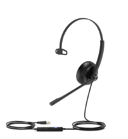 [6938818306639] 6938818306639 Yealink UH34 Mono UC USB Headset, Lightweight, All Day Wearing Comfort, Ear Wideband Noise Cancelling Microphone, Leather Ear Cushions, USB-A