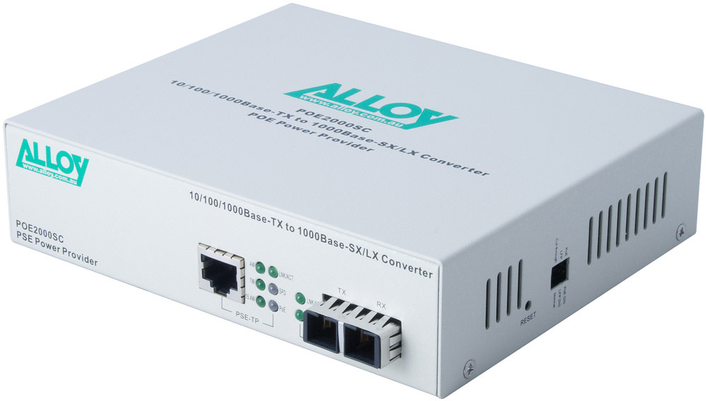 [NHA-POE3000ST] NHA-POE3000ST Alloy POE3000ST 10/100/1000Base-T PoE+ RJ-45 to 1000Base-SX Multimode (ST) Converter. Wavelength: 850nm. Max. range 550m