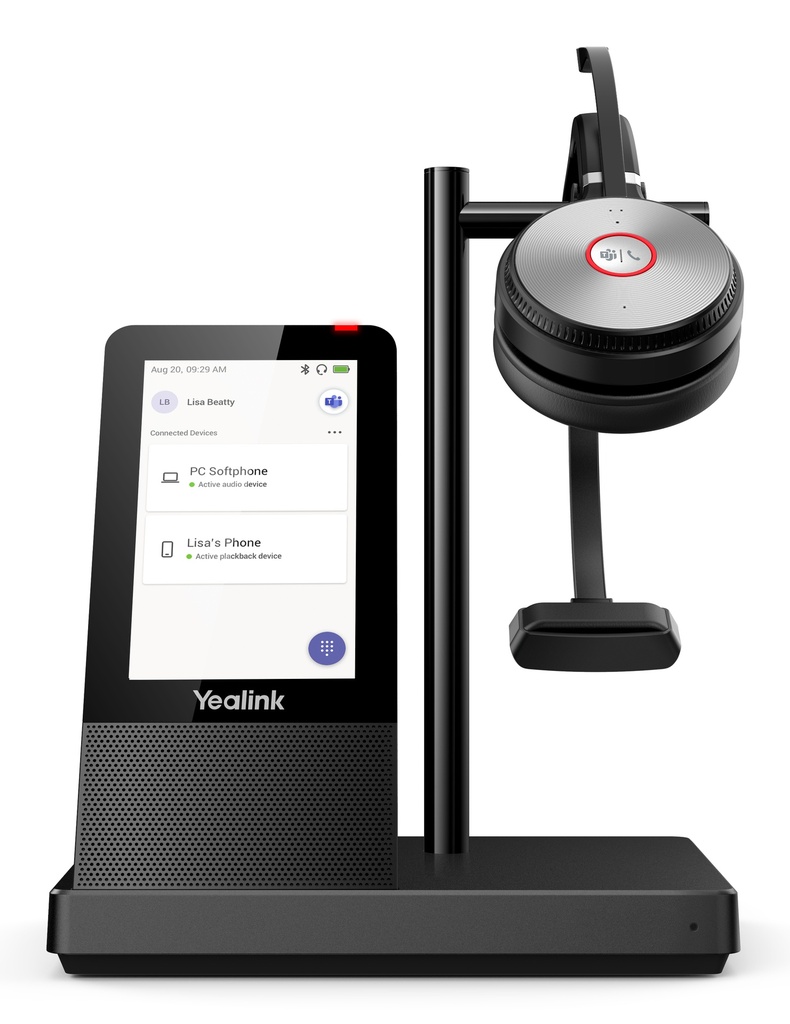 [6938818306400] 6938818306400 Yealink WH66 Mono Teams DECT Wireless Headset, UC Workstation, HD Voice, 2-Mic Noise Cancellation330° Adjustable, Leather Ear Cushions, Zoom