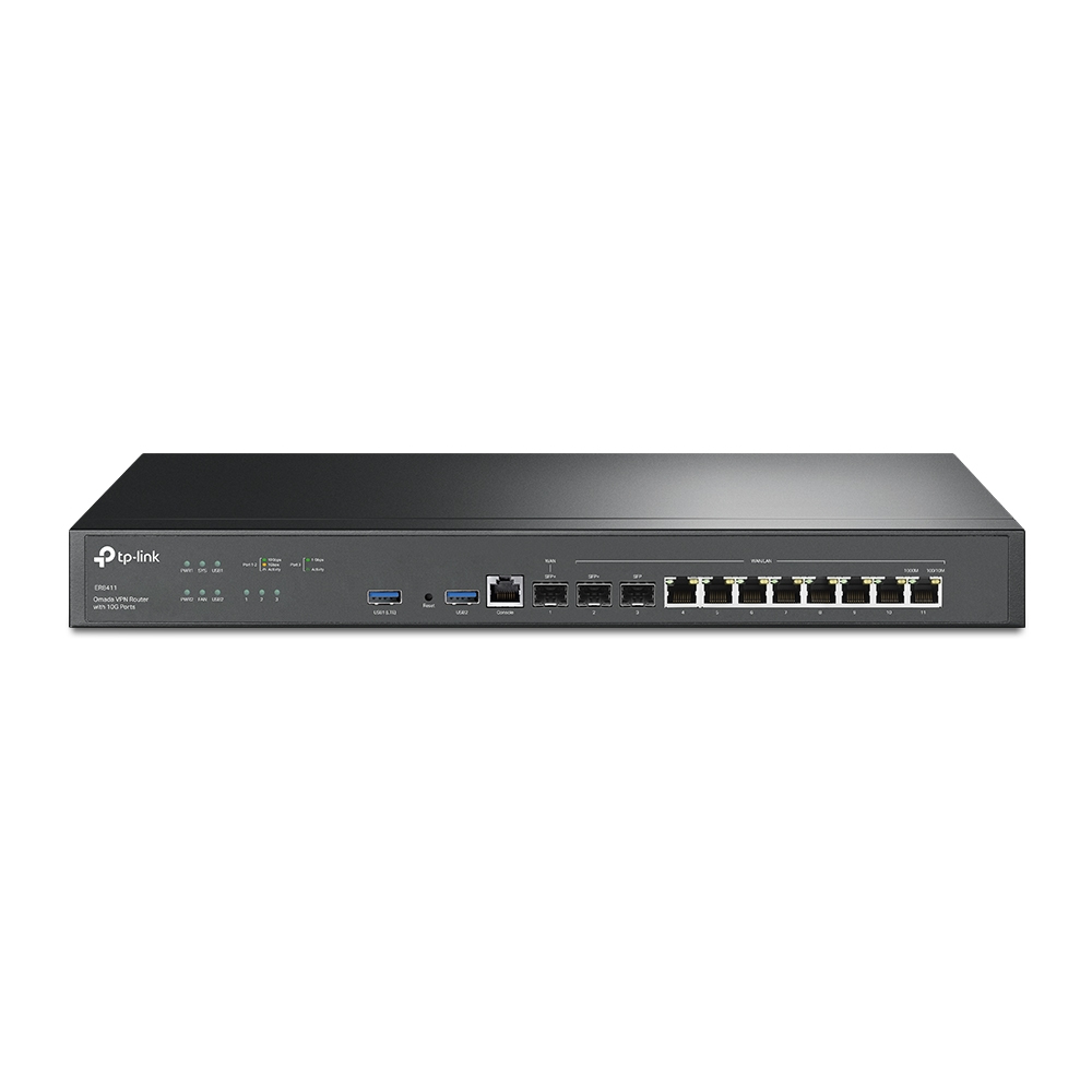 4897098683309 TP-Link ER8411 Omada VPN Router with 10G Ports , 1× 10G SFP+ WAN Port, 1× 10G SFP+ WAN/LAN Port,1× Gigabit SFP WAN/LAN Port, 8× Gigabit RJ45 WAN/LAN P