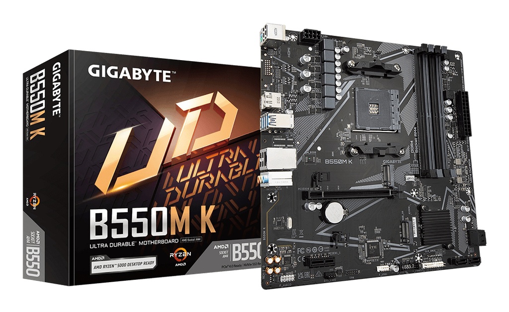 [4719331852764] 4719331852764 Gigabyte B550MK AMD AM4 M-ATX Motherboard 4x DDR4~128GB,1x PCIe x16, 1 x PCIe x1, 2x M.2, 4x SATA , 4x USB 3.2,  4x USB 2.0