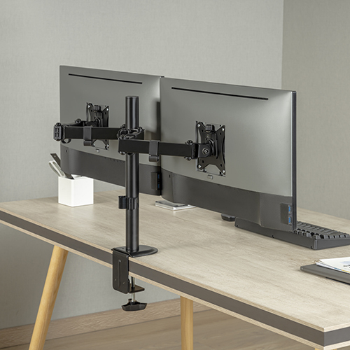 [6956745174572] 6956745174572 Brateck Dual-Monitor Steel Articulating Monitor Mount Fit Most 17"-32" Monitor Up to 20KG VESA 75x75,100x100(Black)(NEW)