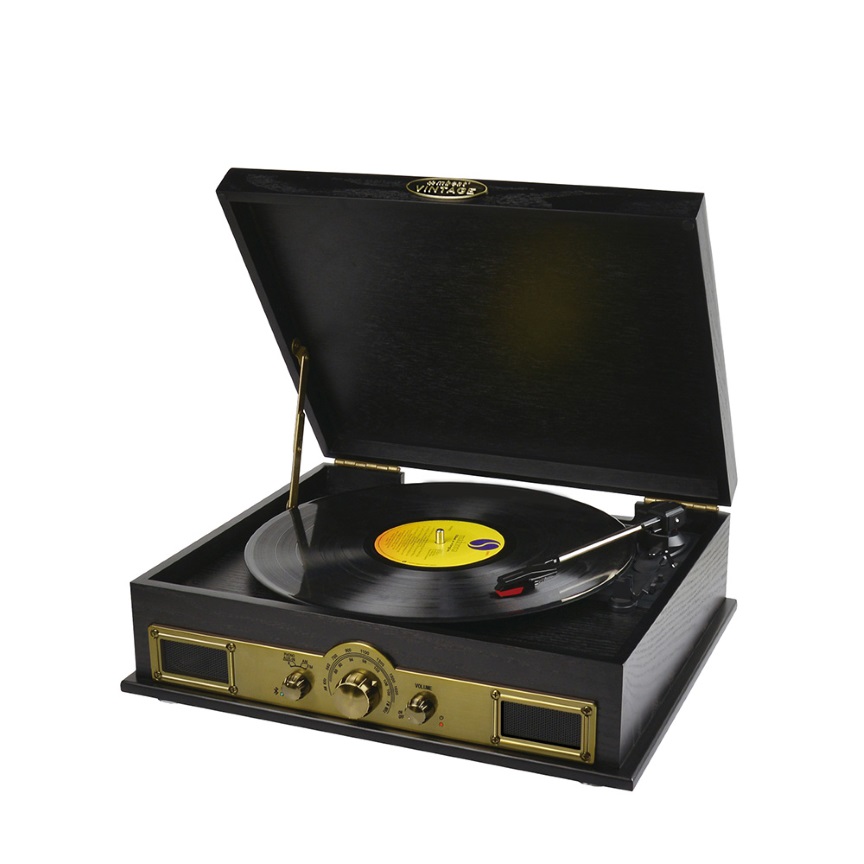 [9346396001247] 9346396001247 mbeat® Vintage USB Turntable with Bluetooth Speaker and AM/FM Radio -  Vinyl Turntable Record Player , USB, AUX-in, Vinyl 33/45/78 - Black