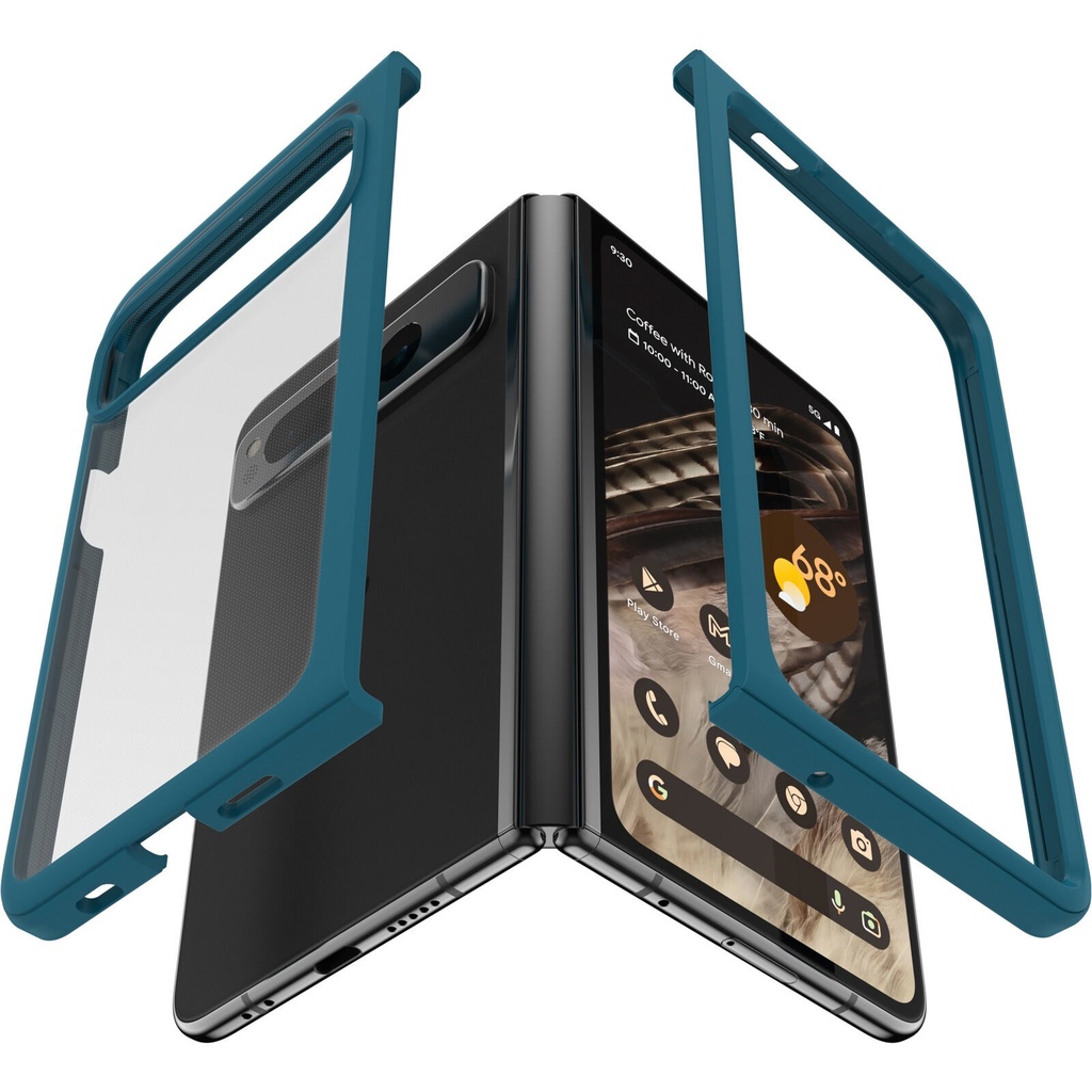 [840304725618] 840304725618 OtterBox Thin Flex Google Pixel Fold (7.6") Case Clear/Blue - (77-92210), Antimicrobial, Military Standard Drop Protection, 7 Years Warranty