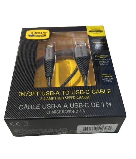 [660543416470] 660543416470 OtterBox USB-C to USB-A Cable (1M) - (78-51411), Samsung Galaxy,Apple iPhone,iPad,MacBook,Google,OPPO,Nokia, 2 Years Warranty