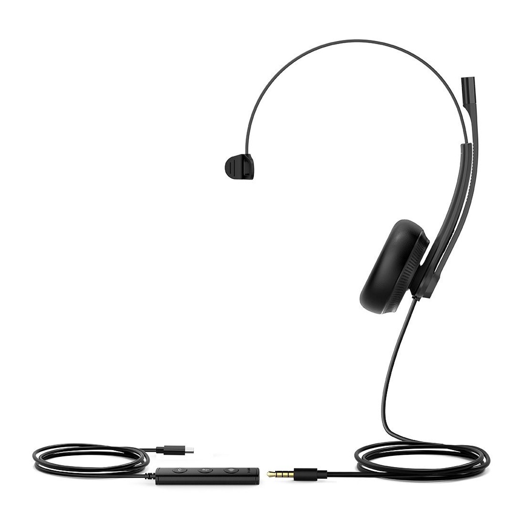 [6938818308060] 6938818308060 Yealink UH34 Special Edition Mono UC USB Headset, USB-C  3.5mm, Audio Clarity, Noise Cancelling Microphone, Leather Ear Cushions, YHC20 Controller