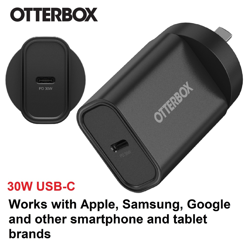 [840304749737] 840304749737 OtterBox 30W USB-C (Type I) PD Fast Wall Charger - Black (78-81351), Compact, Drop Tested,Safe  Smart Charging,Best for Apple, 7 Years Warranty