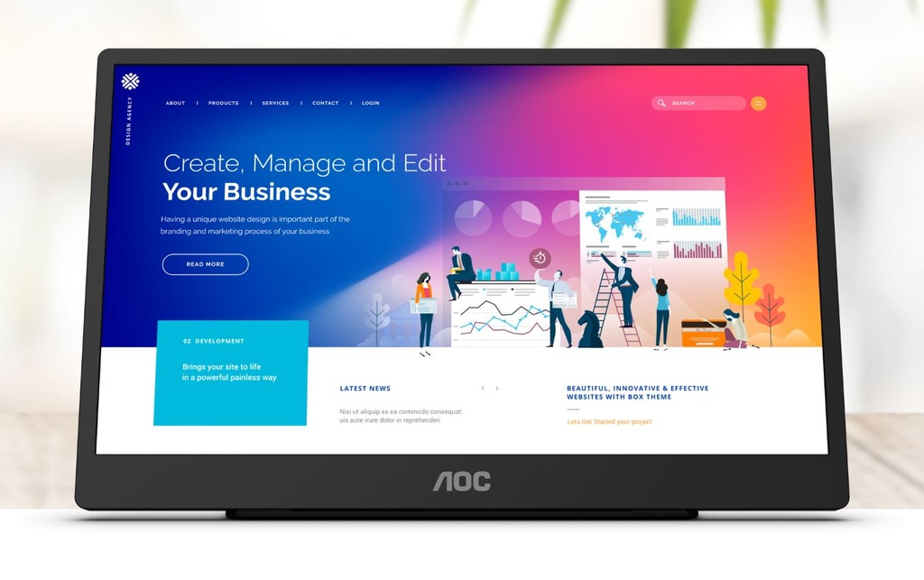 [6973985231520] 6973985231520 AOC 15.6" IPS 5ms Full HD 1920 x 1080 USB-C Powered Business Mobile Portable Monitor - Tilt, VESA 50mm x 50mm (LS)