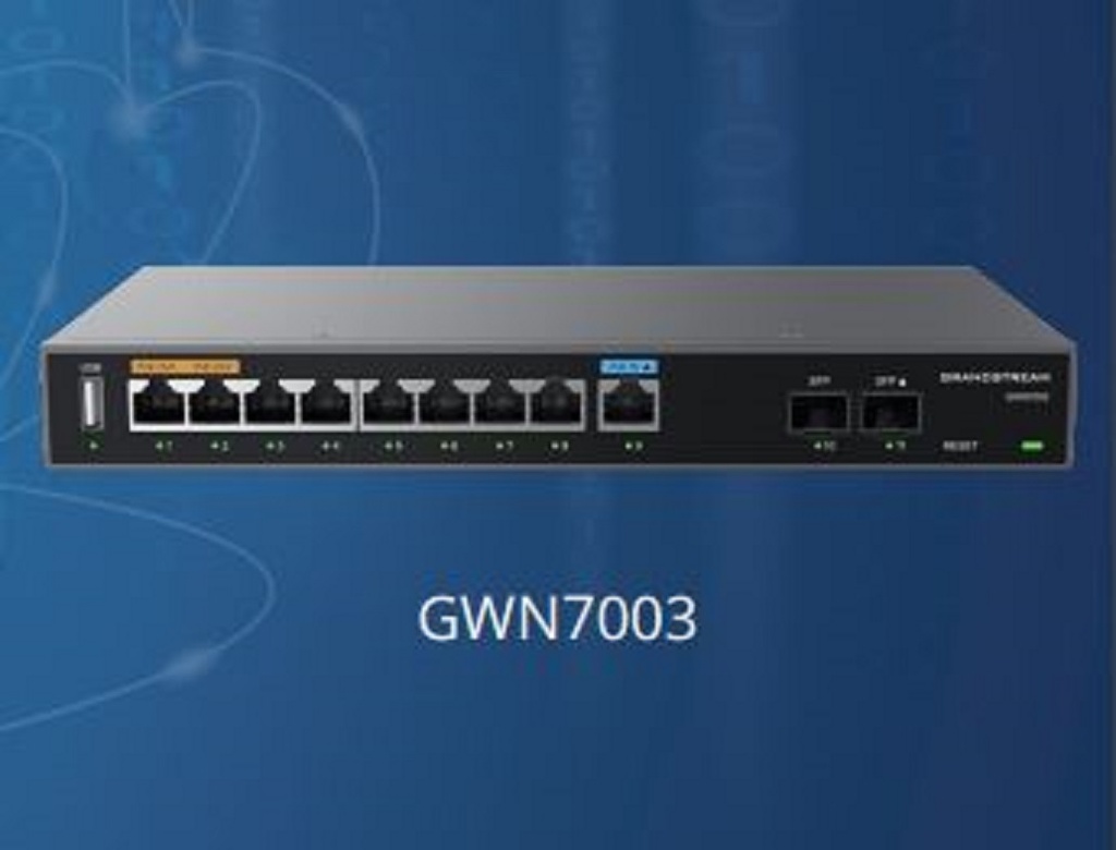 [6947273704447] 6947273704447 Grandstream GWN7003 Multi-WAN Gigabit VPN Router, Built-in Firewalls, 2x 2.5 Gigabit SFP Ports 9x Gigabit, 512MB RAM, 256MB Flash