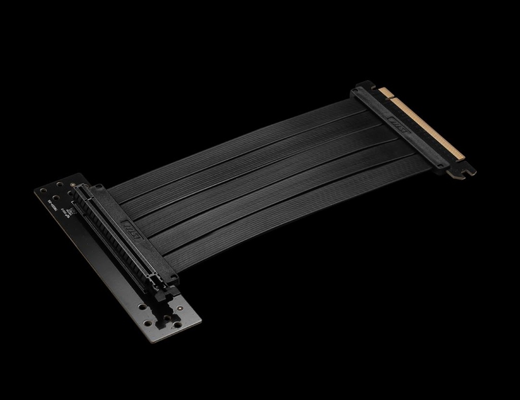 [4711377138338] 4711377138338 MSI MPG PCI-E 4.0 X16 RISER CABLE 180mm-Black Supports ATX / M-ATX / Mini ITX, 2x USB 3.2, 1x USB-C, 1x HD Audio, 1x Mic, ATX Power Supply(NEW)