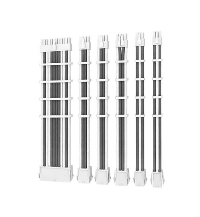 [761345776776] 761345776776 Antec CIP4 Cable Kit White Grey - 6 Pack, 24ATX, 4+4 EPS, 16AWG Thicker, High Performance 300mm long Length. Premium Sleeved  Universal (LS)