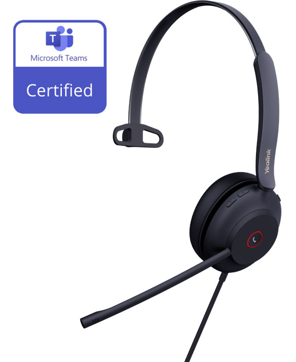 [6938818315303] 6938818315303 Yealink UH37 Microsoft Teams Certified USB Wired Headset, Mono, USB-C, 35mm Speaker, Busylight, Leather Ear Cushion, HD Audio