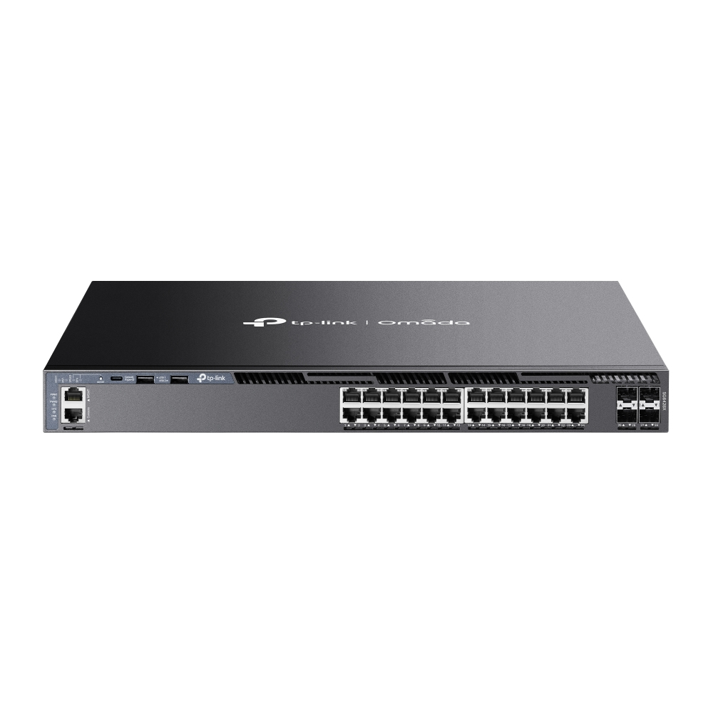 [4895252501476] 4895252501476 TP-Link SG6428X Omada 24-Port Gigabit Stackable L3 Managed Switch with 4 10GE SFP+ Slots, 24× Gigabit RJ45 Ports, 4× 10G SFP+ Slots, RJ45/Type C USB C