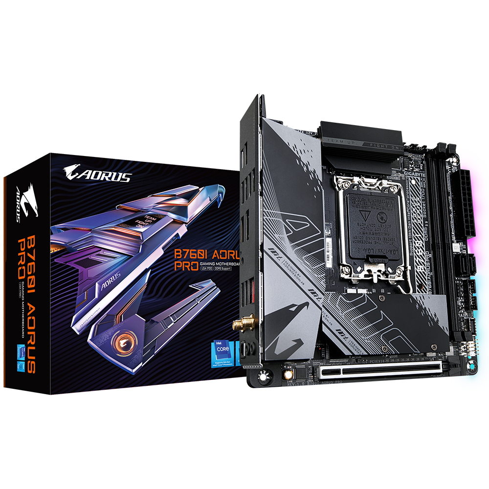 [4719331854843] 4719331854843 Gigabyte B760I AORUS PRO 1.1 Intel LGA 1700 m-ITX Motherboard, 2x DDR5 ~96GB, 1x PCI-E x16, 2x M.2, 4x SATA, 5x USB 3.2, 2x USB 2.0, 1x Type-C