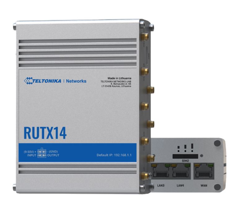 [4779027312965] 4779027312965 Teltonika RUTX14 4G LTE CAT12 Industrial Cellular Router, Instant LTE Failover, Dual Band WiFi 802.11ac, GNSS/GPS and Bluetooth LE, PSU included