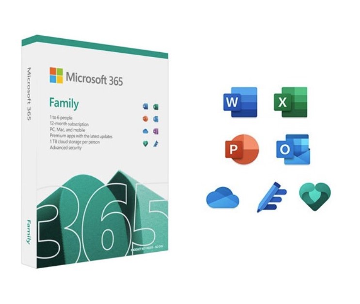 [196388208227] 196388208227 Microsoft 365 Family 2023 English APAC 1 Year Subscription Medialess for PC  Mac. NEW Retail Pack with Product Key