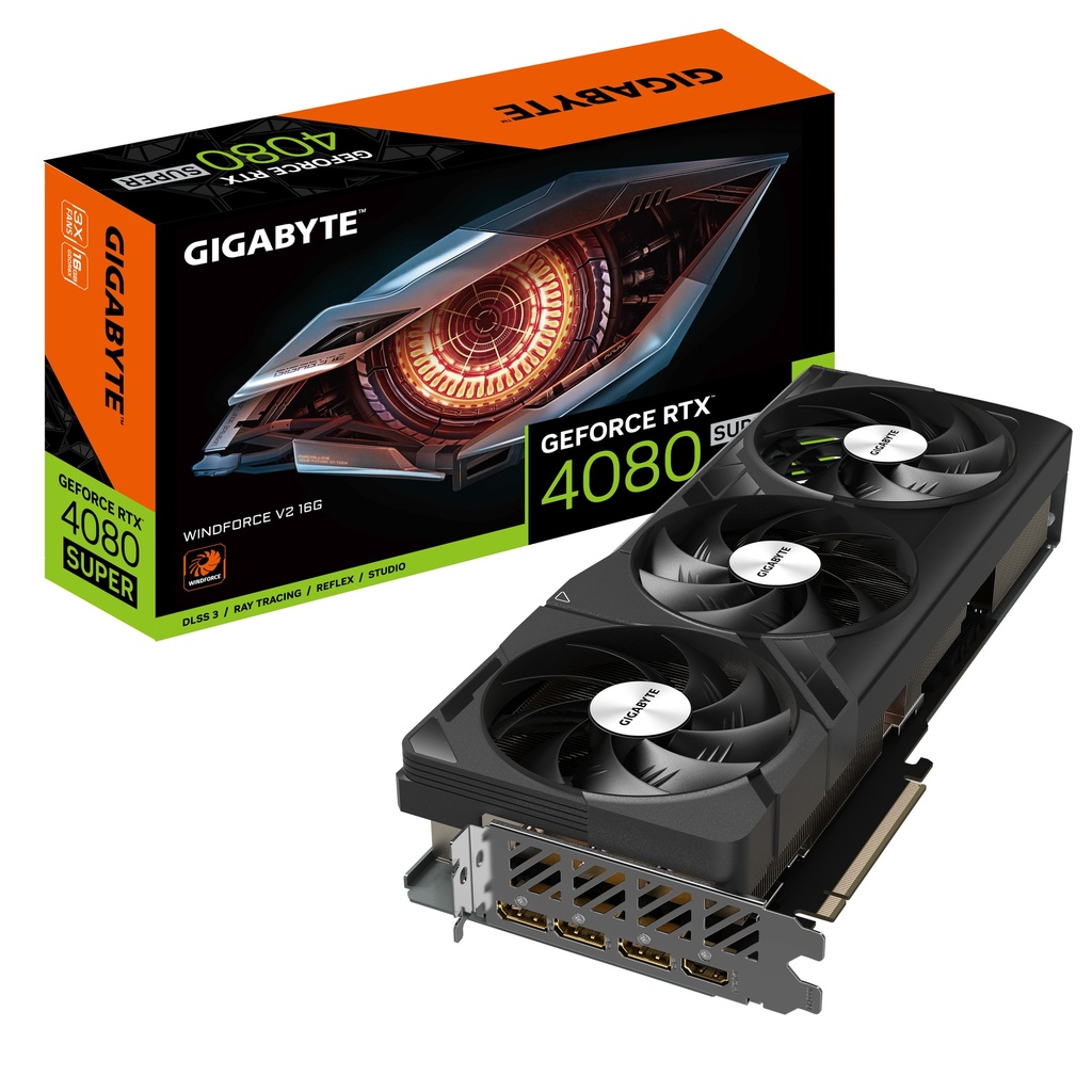4719331354220 Gigabyte GeForce RTX™ 4080 SUPER WINDFORCE V2 16G GDDR6X Video Card 2550 MHz PCIE4.0x16 DP1.4a *3 HDMI 2.1 *1