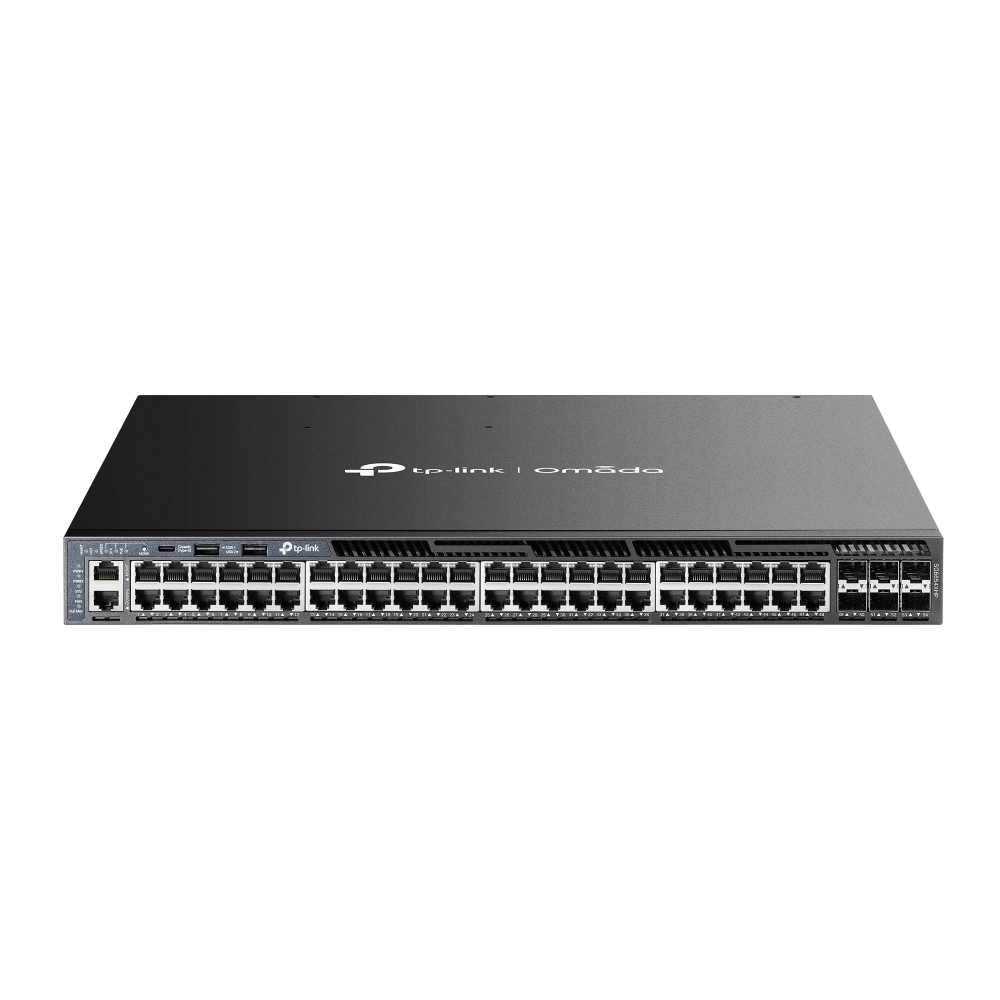 [4895252501414] 4895252501414 TP-Link SG6654XHP Omada 48-PortGigabit Stackable L3 Managed PoE+ Switch with 6 10GE SFP+ Slot, 48× Gigabit PoE+ RJ45 Ports, 6× 10G SFP+ Slots, RJ45/Ty