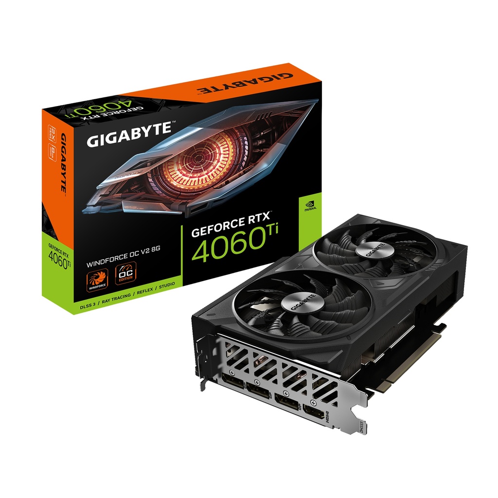 4719331354534 Gigabyte nVidia GeForce RTX 4060 Ti WINDFORCE OC V2 8G GDDR6 Video Card, PCI-E 4.0, 2535MHz Core Clock, 2x DP 1.4a, 2x HDMI 2.1a