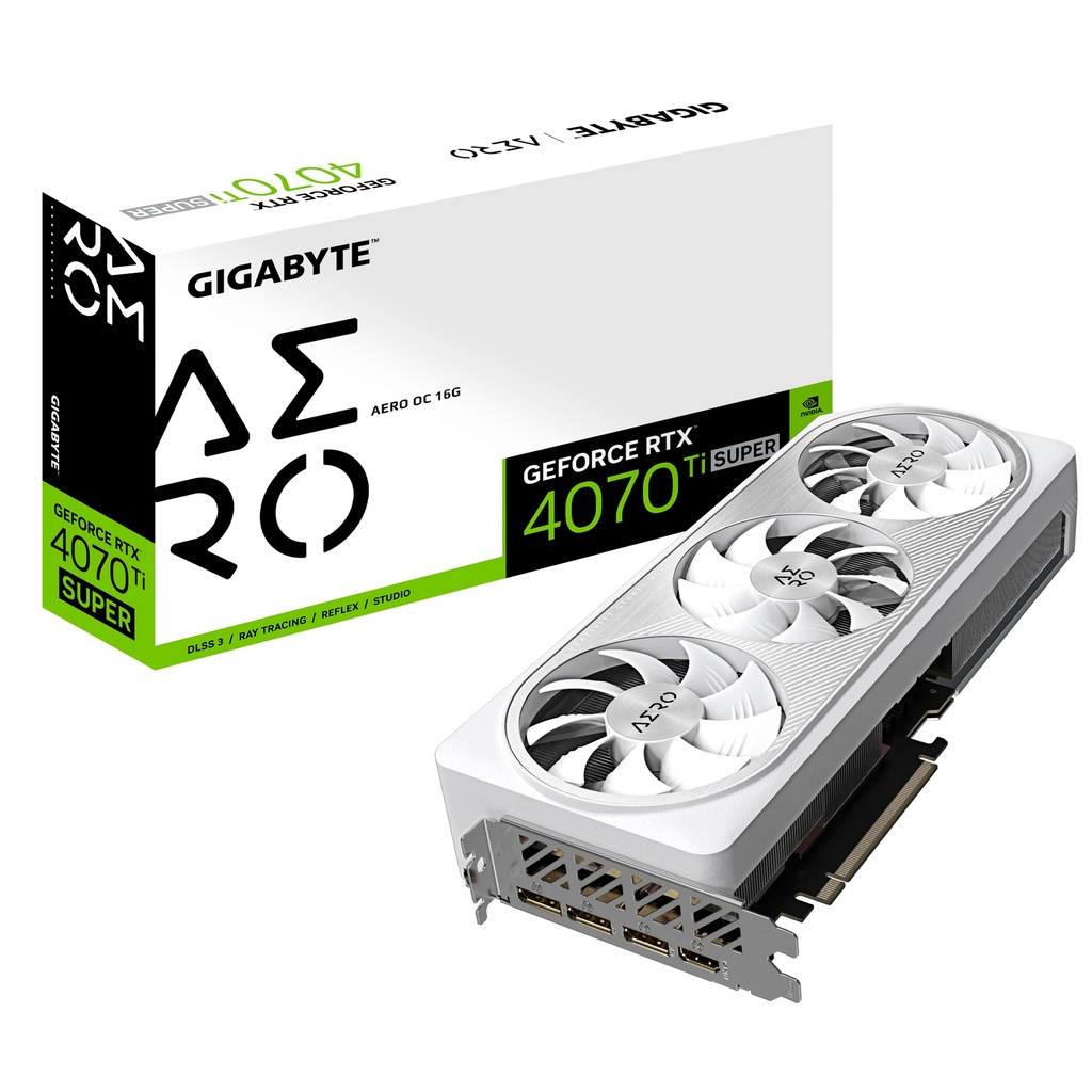 4719331354091 Gigabyte nVidia GeForce RTX 4070 Ti Super AERO OC 16GD GDDR6X Video Card, PCI-E 4.0, 2655 Core Clock, RGB Fusion 3x DP 1.4a, 1x HDMI 2.1a
