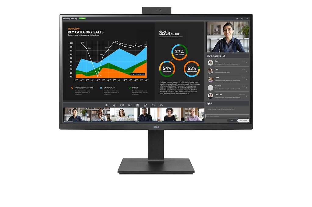 [8806091958211] 8806091958211 LG 27" IPS 5ms 2K Webcam  Mic, QHD (2560x1440) Pivot Monitor with Built-in Full HD Webcam, Daisy Chain  USB Type-C, Reader Mode, Adjustable Height