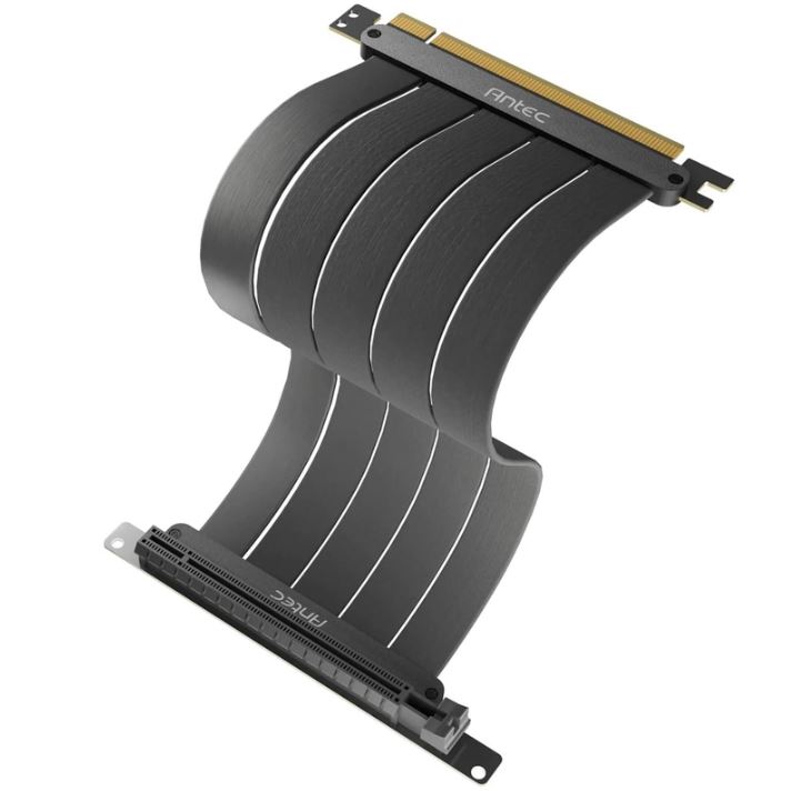[761345777537] 761345777537 Antec PCIE-4.0 Riser Cable (200mm) Black, Up to RTX4090 / 7900XT. High End Gold Plated and Shielded six Layer PCB. FPS lossless output Stability. (LS