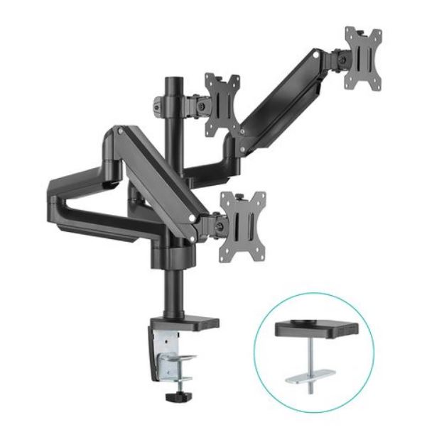 [9346396003739] 9346396003739 mbeat® activiva ErgoLife Triple Monitor Screen Gas Spring Monitor Arm Support Monitor Types: Flat screen and curved screen Screen Size: 17"-27"