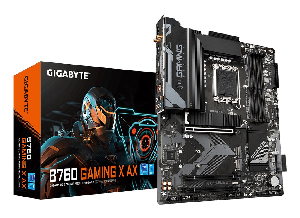 [4719331851774] 4719331851774 Gigabyte B760 Gaming X AX Intel LGA 1700 ATX Motherboard, 4x DDR5 ~128GB, 3x PCI-E x16, 3x M.2, 4x SATA,  2x USB 3.2, 1x USB-C, 5x USB 2.0
